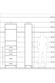 Arges Dolap 3 Raflı 5 Çekmeceli 60x30x221 Aytaşı-Çam