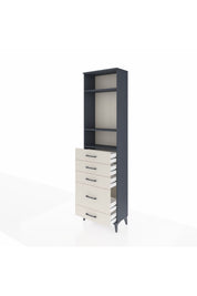 Arges Dolap 3 Raflı 5 Çekmeceli 60x30x221 Antrasit-Aytaşı