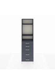 Arges Dolap 3 Raflı 5 Çekmeceli 60x30x221 Antrasit-Antrasit