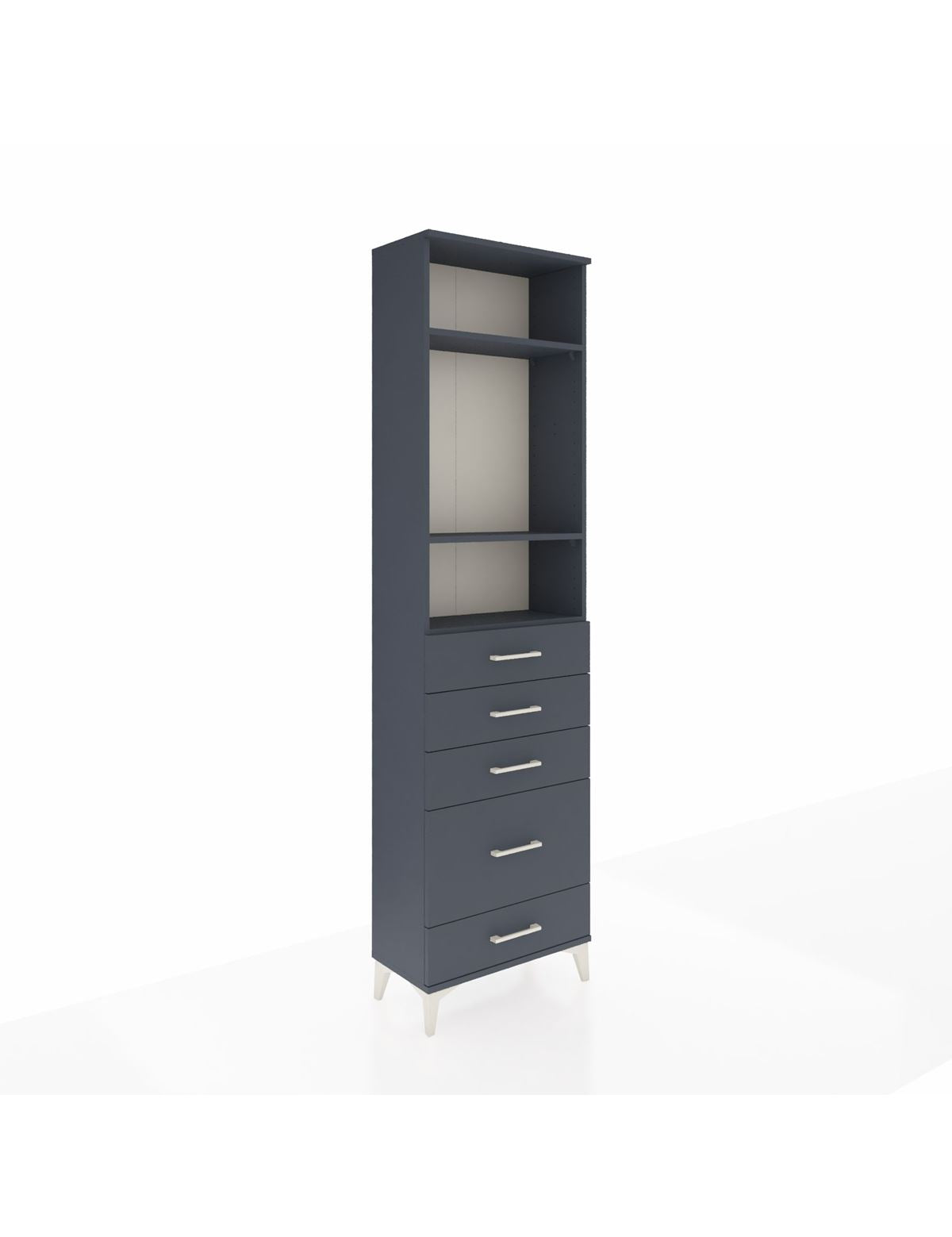 Arges Dolap 3 Raflı 5 Çekmeceli 60x30x221 Antrasit-Antrasit