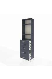 Arges Dolap 3 Raflı 5 Çekmeceli 60x30x221 Antrasit-Antrasit