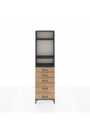 Arges Dolap 3 Raflı 5 Çekmeceli 60x30x221 Antrasit-Çam