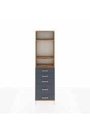 Arges Dolap 3 Raflı 5 Çekmeceli 60x30x221 Çam-Antrasit