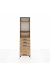 Arges Dolap 3 Raflı 5 Çekmeceli 60x30x221 Çam-Çam