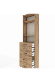 Arges Dolap 3 Raflı 5 Çekmeceli 60x30x221 Çam-Çam