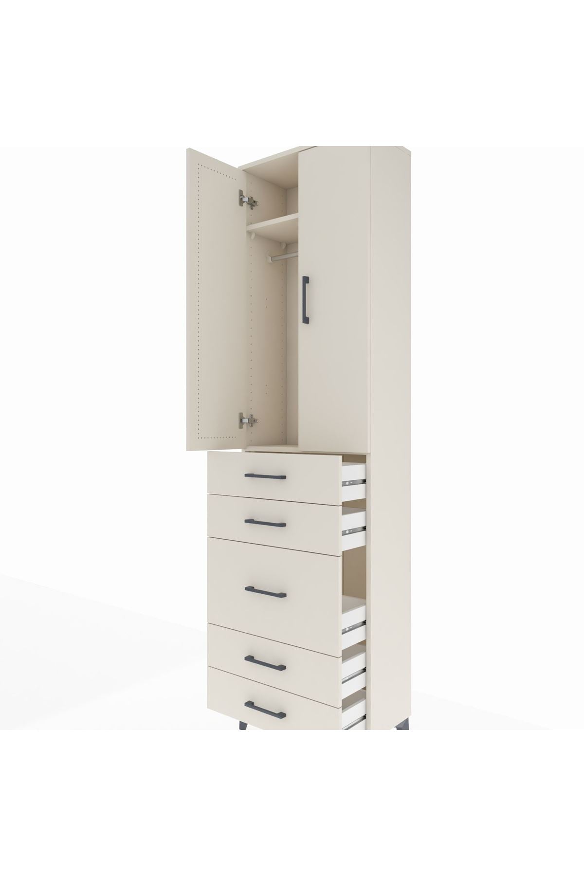 Arges Dolap 2 Raflı 5 Çekmeceli Tek Askılı 60x30x221 Aytaşı-Aytaşı