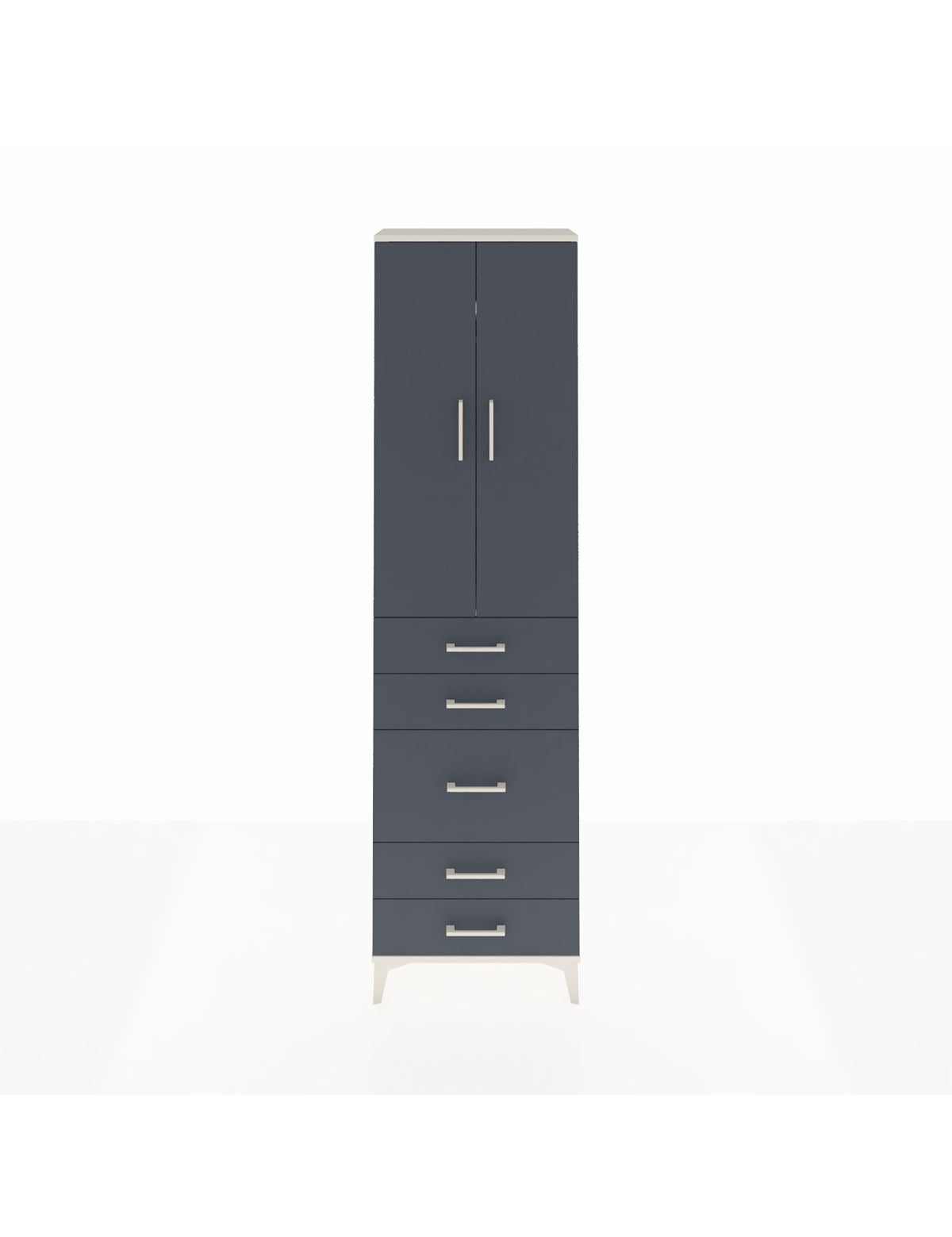 Arges Dolap 2 Raflı 5 Çekmeceli Tek Askılı 60x30x221 Aytaşı-Antrasit