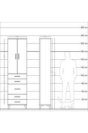 Arges Dolap 2 Raflı 5 Çekmeceli Tek Askılı 60x30x221 Aytaşı-Antrasit