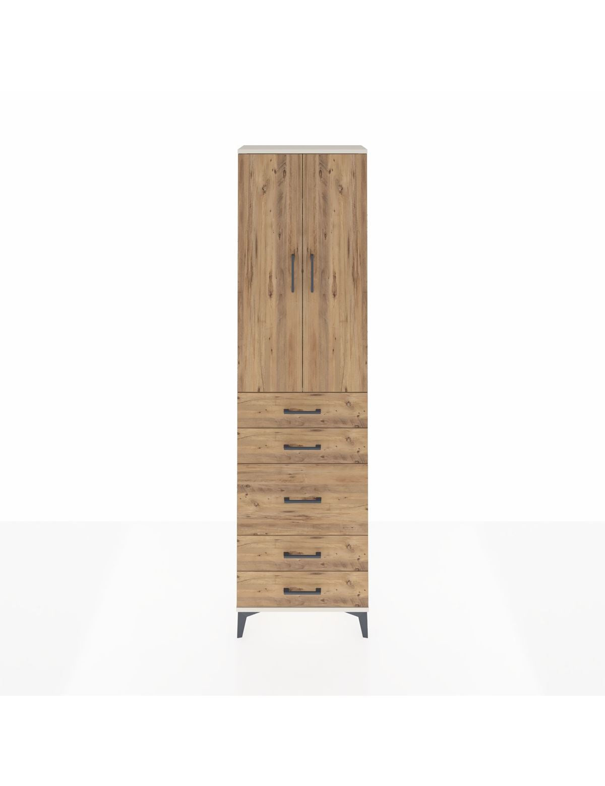 Arges Dolap 2 Raflı 5 Çekmeceli Tek Askılı 60x30x221 Aytaşı-Çam