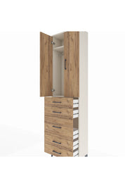 Arges Dolap 2 Raflı 5 Çekmeceli Tek Askılı 60x30x221 Aytaşı-Çam