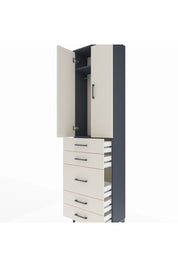 Arges Dolap 2 Raflı 5 Çekmeceli Tek Askılı 60x30x221 Antrasit-Aytaşı