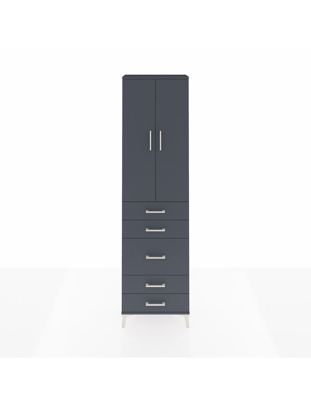 Arges Dolap 2 Raflı 5 Çekmeceli Tek Askılı 60x30x221 Antrasit-Antrasit