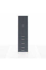 Arges Dolap 2 Raflı 5 Çekmeceli Tek Askılı 60x30x221 Antrasit-Antrasit