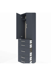 Arges Dolap 2 Raflı 5 Çekmeceli Tek Askılı 60x30x221 Antrasit-Antrasit