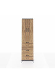 Arges Dolap 2 Raflı 5 Çekmeceli Tek Askılı 60x30x221 Antrasit-Çam