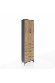 Arges Dolap 2 Raflı 5 Çekmeceli Tek Askılı 60x30x221 Antrasit-Çam