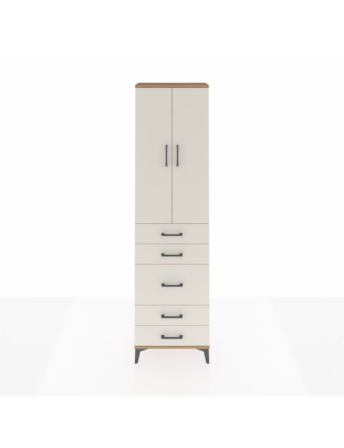 Arges Dolap 2 Raflı 5 Çekmeceli Tek Askılı 60x30x221 Çam-Aytaşı