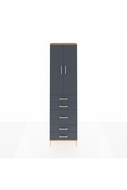 Arges Dolap 2 Raflı 5 Çekmeceli Tek Askılı 60x30x221 Çam-Antrasit