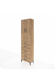 Arges Dolap 2 Raflı 5 Çekmeceli Tek Askılı 60x30x221 Çam-Çam
