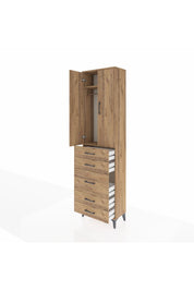 Arges Dolap 2 Raflı 5 Çekmeceli Tek Askılı 60x30x221 Çam-Çam