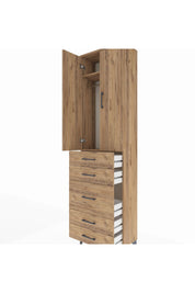 Arges Dolap 2 Raflı 5 Çekmeceli Tek Askılı 60x30x221 Çam-Çam