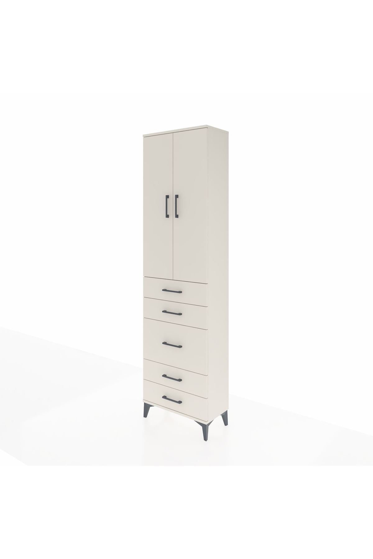 Arges Dolap 3 Raflı 5 Çekmeceli 2 Kapaklı 60x30x221 Aytaşı-Aytaşı