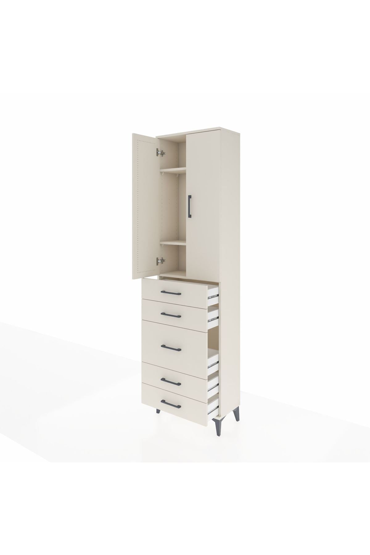 Arges Dolap 3 Raflı 5 Çekmeceli 2 Kapaklı 60x30x221 Aytaşı-Aytaşı