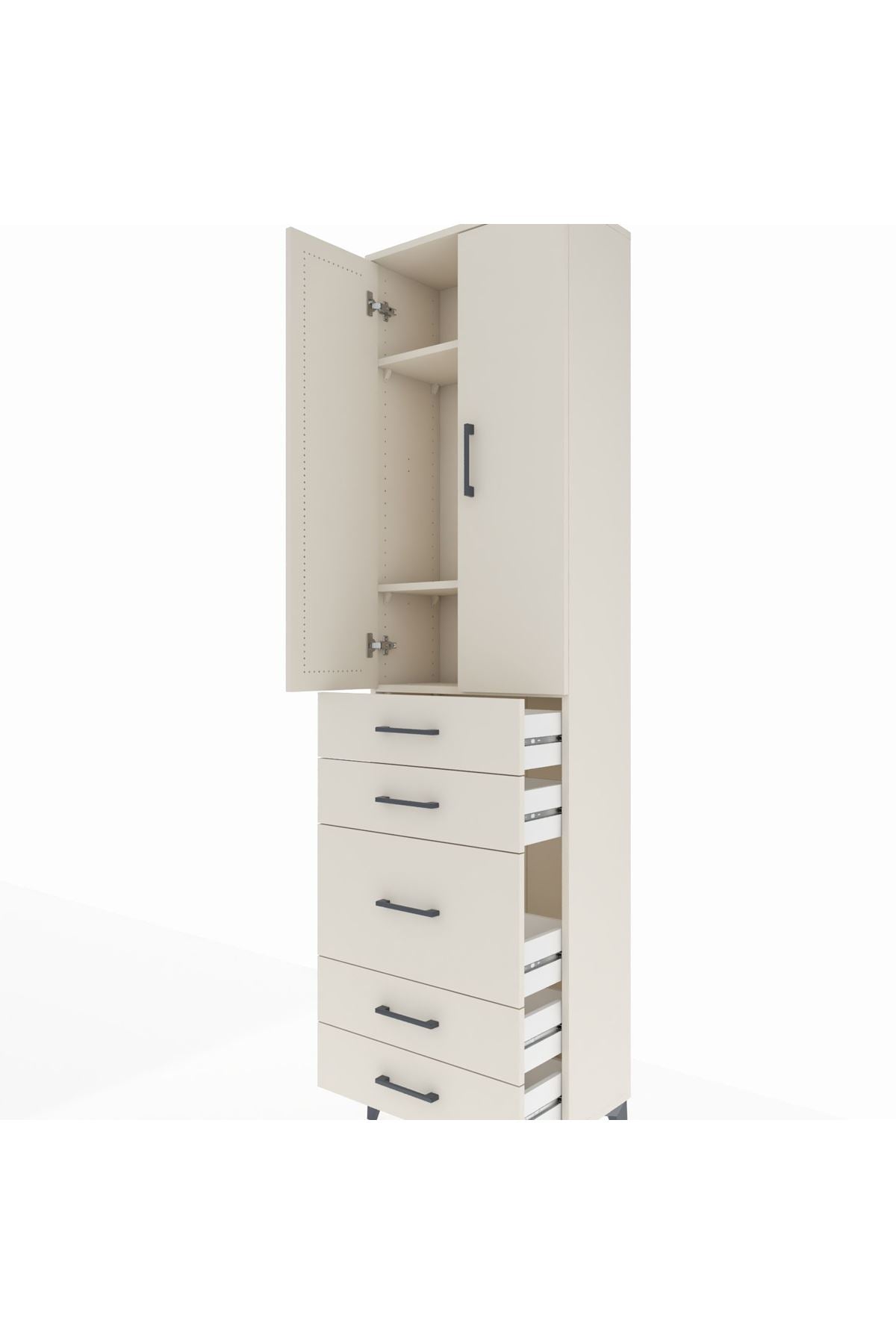 Arges Dolap 3 Raflı 5 Çekmeceli 2 Kapaklı 60x30x221 Aytaşı-Aytaşı