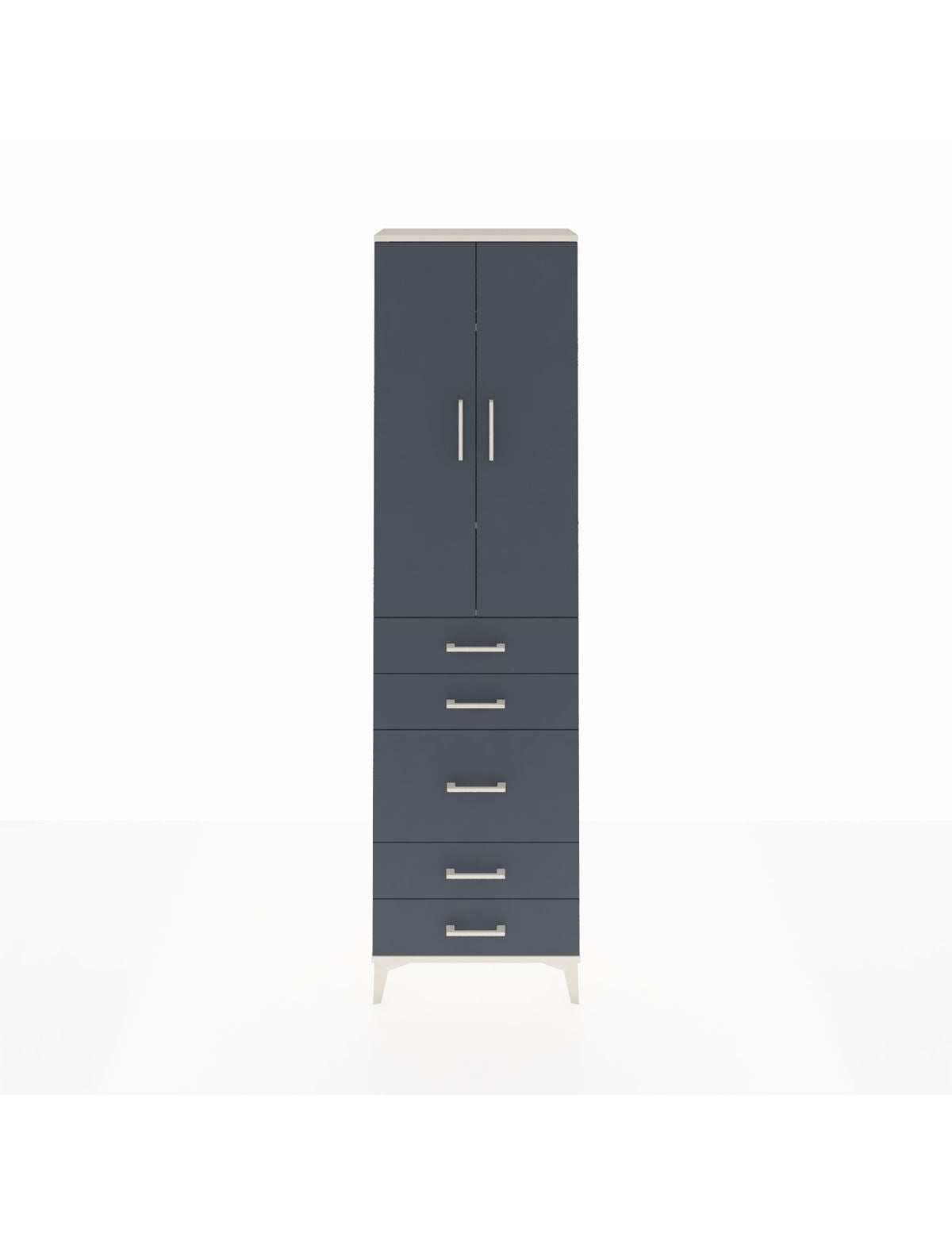 Arges Dolap 3 Raflı 5 Çekmeceli 2 Kapaklı 60x30x221 Aytaşı-Antrasit