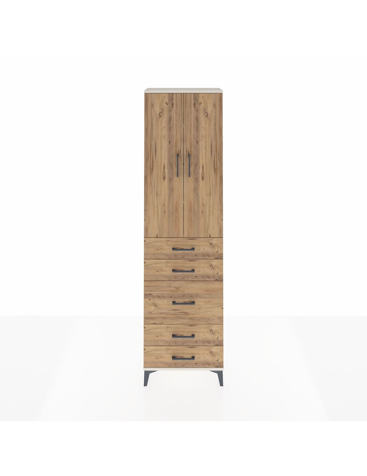 Arges Dolap 3 Raflı 5 Çekmeceli 2 Kapaklı 60x30x221 Aytaşı-Çam