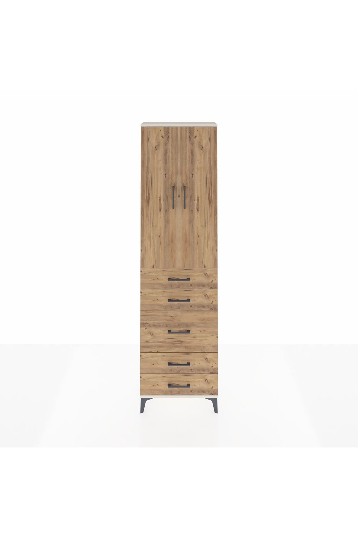 Arges Dolap 3 Raflı 5 Çekmeceli 2 Kapaklı 60x30x221 Aytaşı-Çam