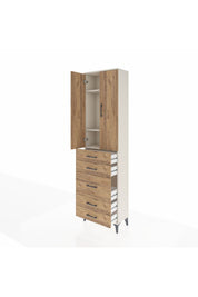 Arges Dolap 3 Raflı 5 Çekmeceli 2 Kapaklı 60x30x221 Aytaşı-Çam