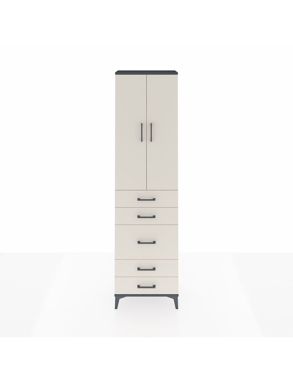 Arges Dolap 3 Raflı 5 Çekmeceli 2 Kapaklı 60x30x221 Antrasit-Aytaşı