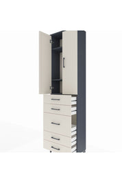 Arges Dolap 3 Raflı 5 Çekmeceli 2 Kapaklı 60x30x221 Antrasit-Aytaşı