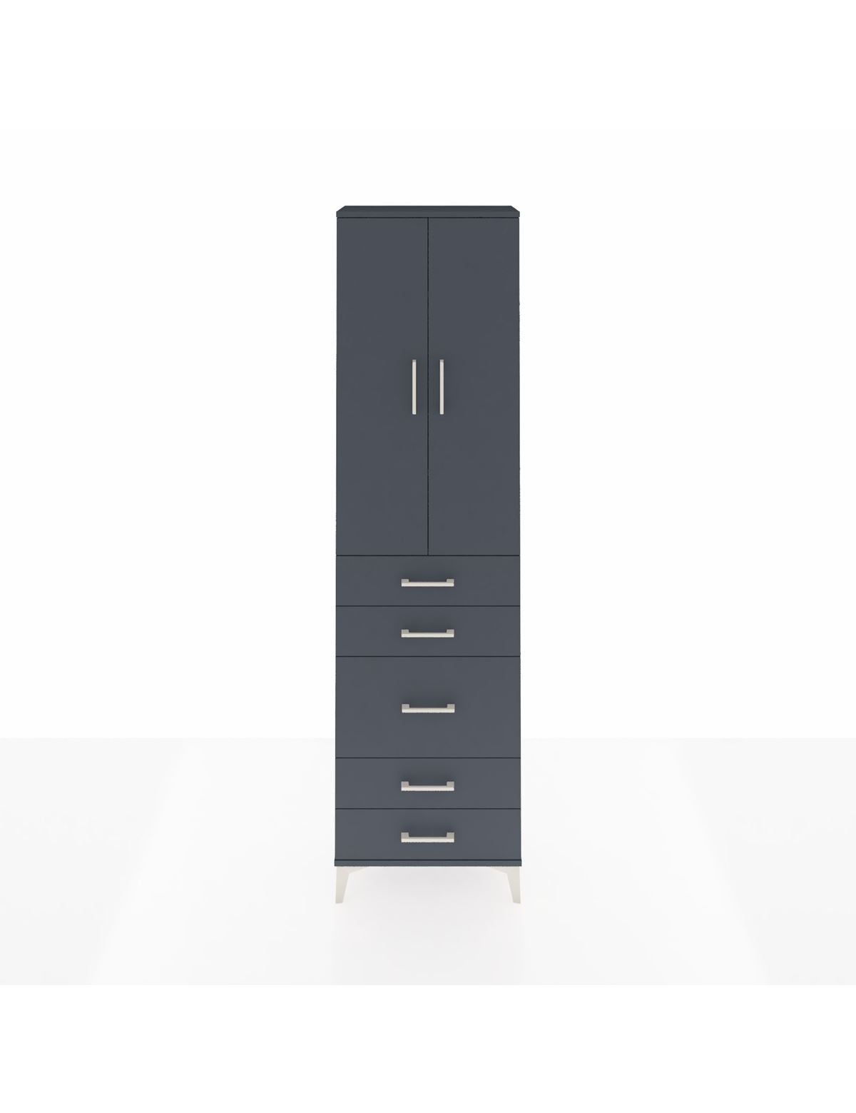 Arges Dolap 3 Raflı 5 Çekmeceli 2 Kapaklı 60x30x221 Antrasit-Antrasit