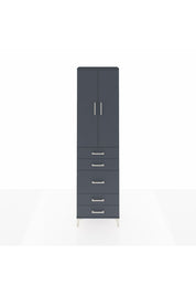 Arges Dolap 3 Raflı 5 Çekmeceli 2 Kapaklı 60x30x221 Antrasit-Antrasit