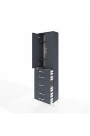 Arges Dolap 3 Raflı 5 Çekmeceli 2 Kapaklı 60x30x221 Antrasit-Antrasit