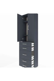 Arges Dolap 3 Raflı 5 Çekmeceli 2 Kapaklı 60x30x221 Antrasit-Antrasit