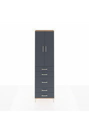 Arges Dolap 3 Raflı 5 Çekmeceli 2 Kapaklı 60x30x221 Çam-Antrasit