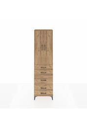 Arges Dolap 3 Raflı 5 Çekmeceli 2 Kapaklı 60x30x221 Çam-Çam