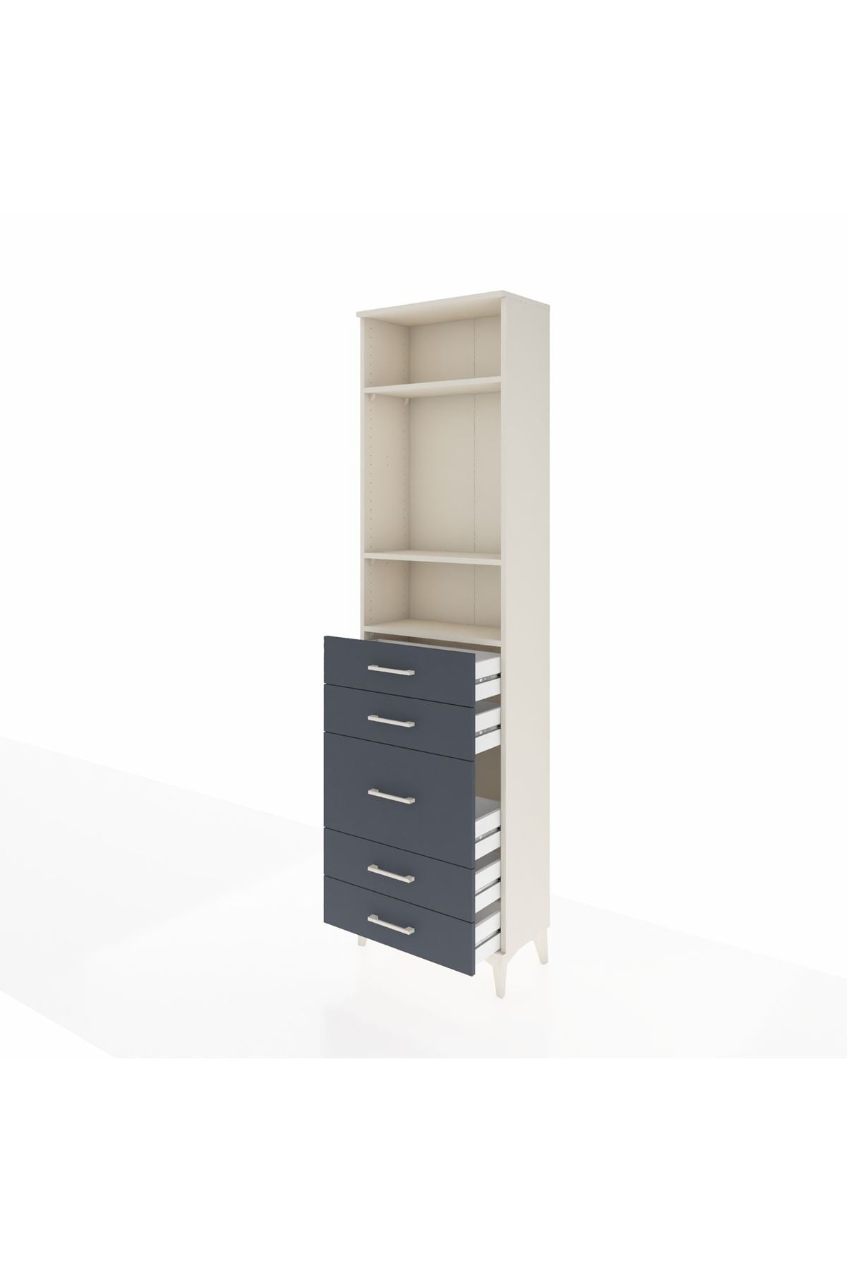 Arges Dolap 3 Raflı 5 Çekmeceli 60x30x221 Aytaşı-Antrasit