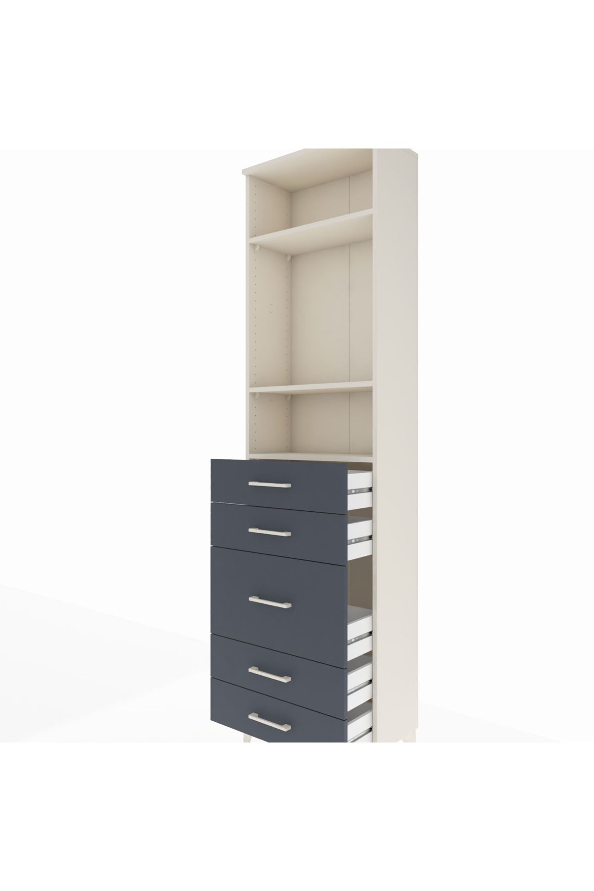 Arges Dolap 3 Raflı 5 Çekmeceli 60x30x221 Aytaşı-Antrasit