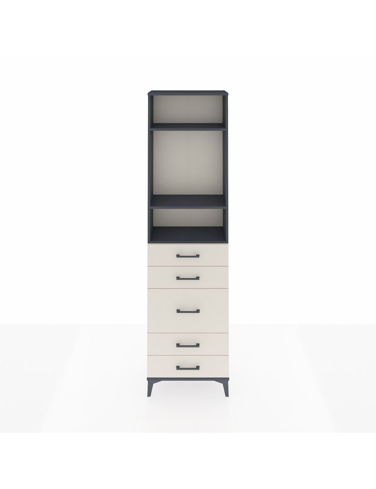 Arges Dolap 3 Raflı 5 Çekmeceli 60x30x221 Antrasit-Aytaşı