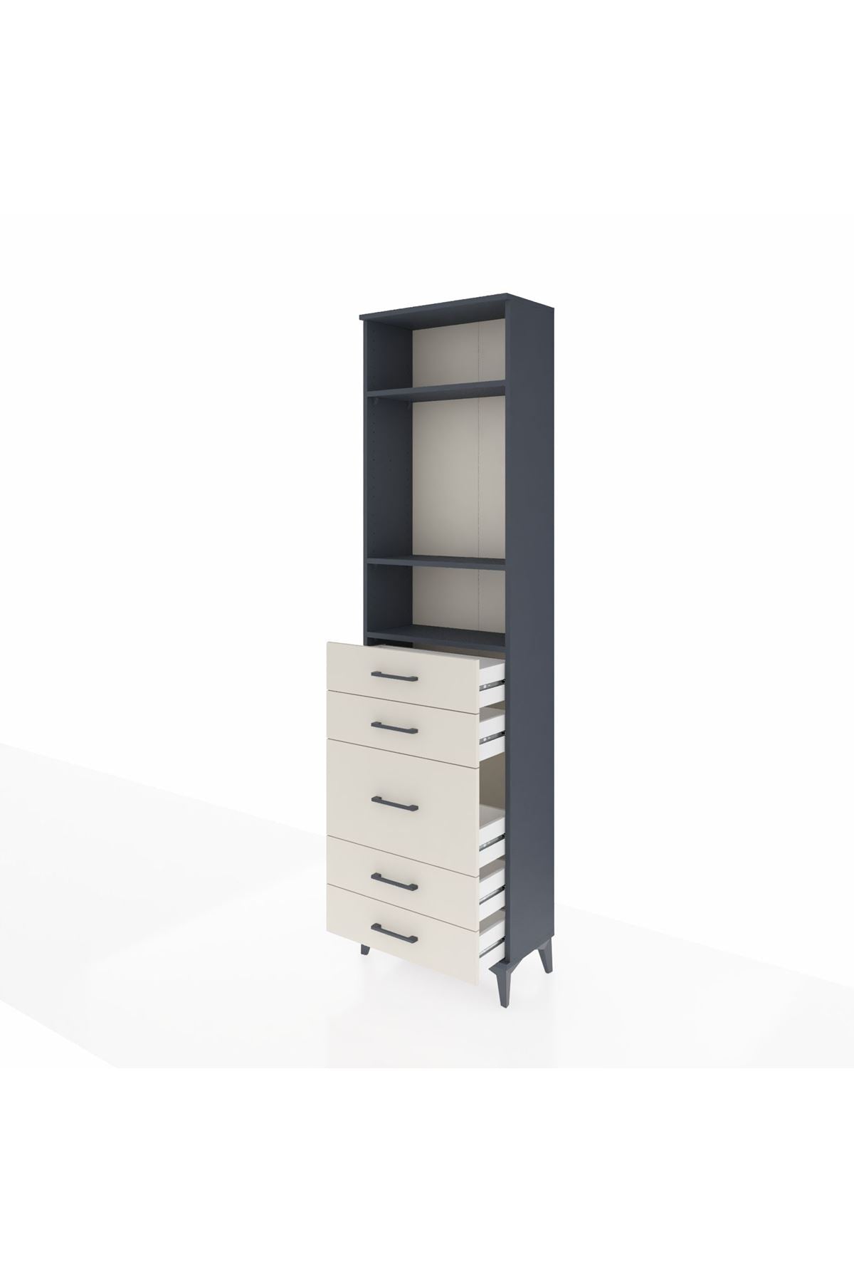 Arges Dolap 3 Raflı 5 Çekmeceli 60x30x221 Antrasit-Aytaşı