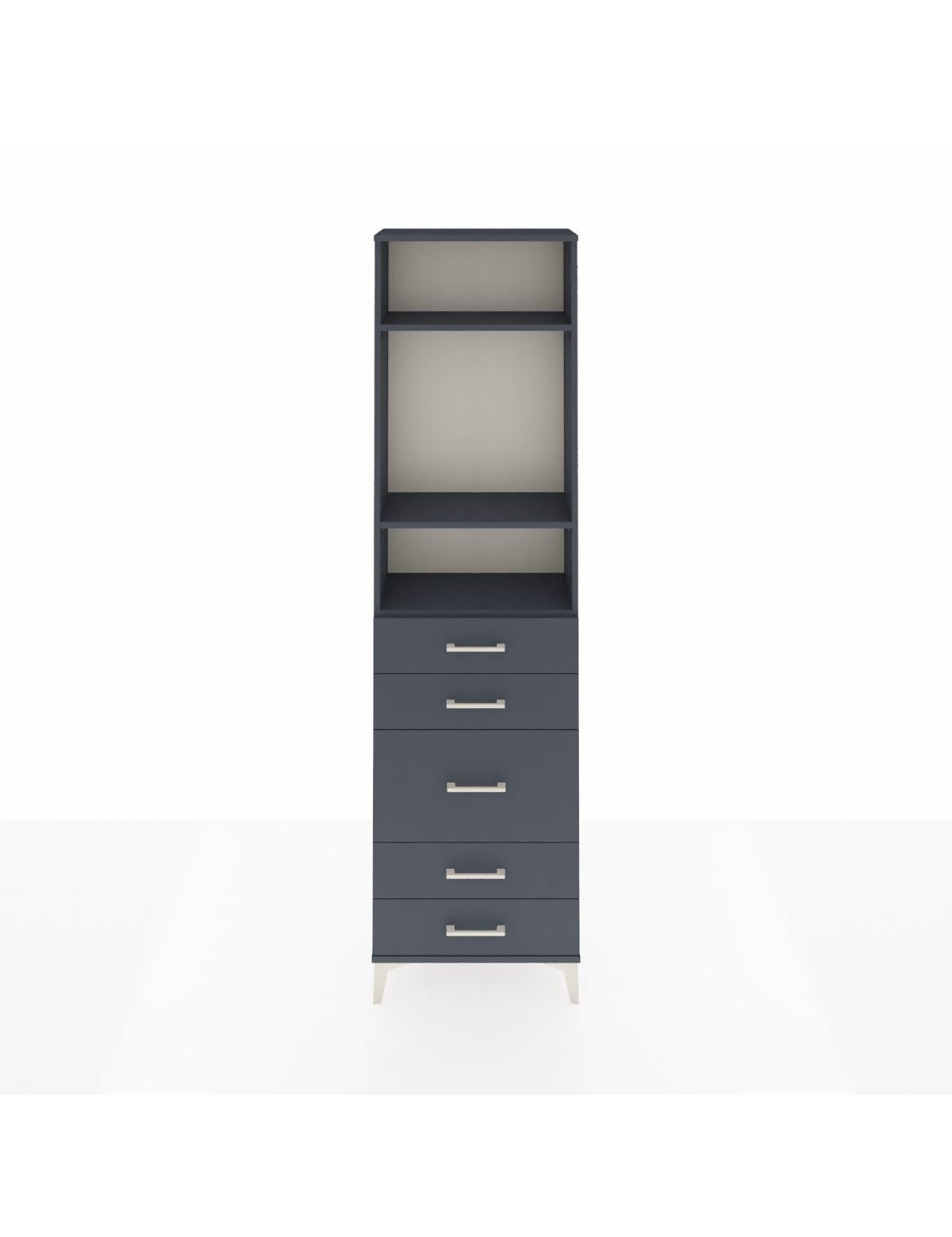 Arges Dolap 3 Raflı 5 Çekmeceli 60x30x221 Antrasit-Antrasit