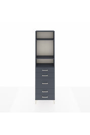 Arges Dolap 3 Raflı 5 Çekmeceli 60x30x221 Antrasit-Antrasit