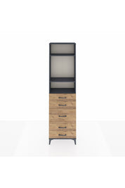 Arges Dolap 3 Raflı 5 Çekmeceli 60x30x221 Antrasit-Çam