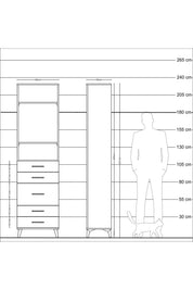 Arges Dolap 3 Raflı 5 Çekmeceli 60x30x221 Antrasit-Antrasit