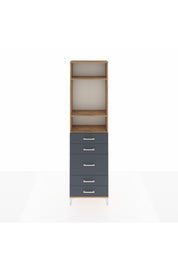 Arges Dolap 3 Raflı 5 Çekmeceli 60x30x221 Çam-Antrasit