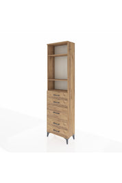 Arges Dolap 3 Raflı 5 Çekmeceli 60x30x221 Çam-Çam